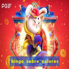 bingo sobre valores para imprimir